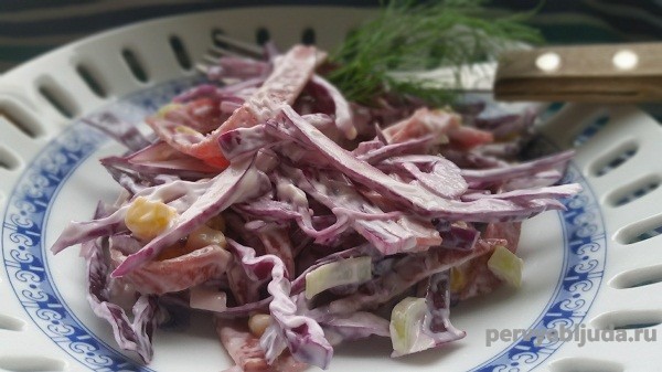 Салат из красной капусты и кукурузы рецепт с фото