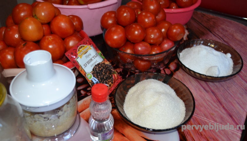 ингредиенты для консервации помидор под снегом