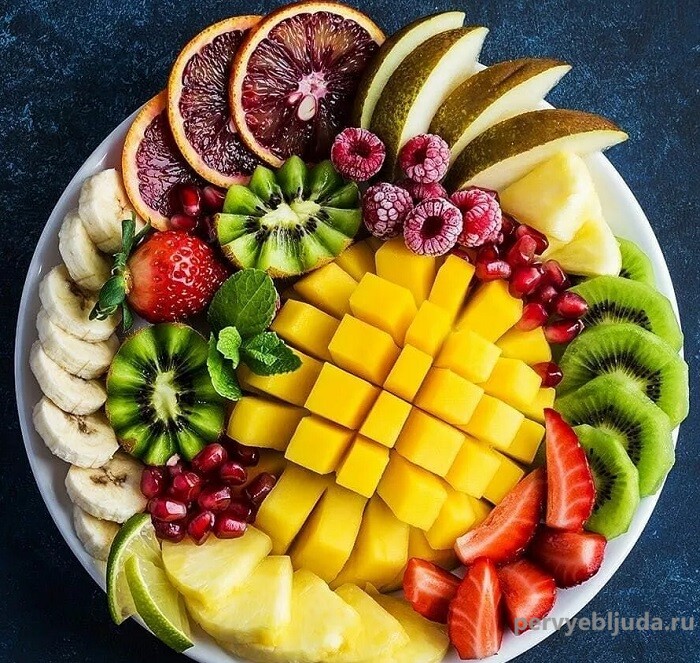 фрукты на тарелке