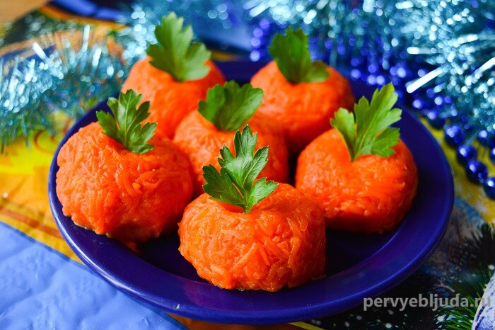 Новогодняя закуска «Мандарины» из моркови
