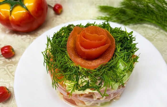 салат с ветчиной помидорами огурцами и сыром