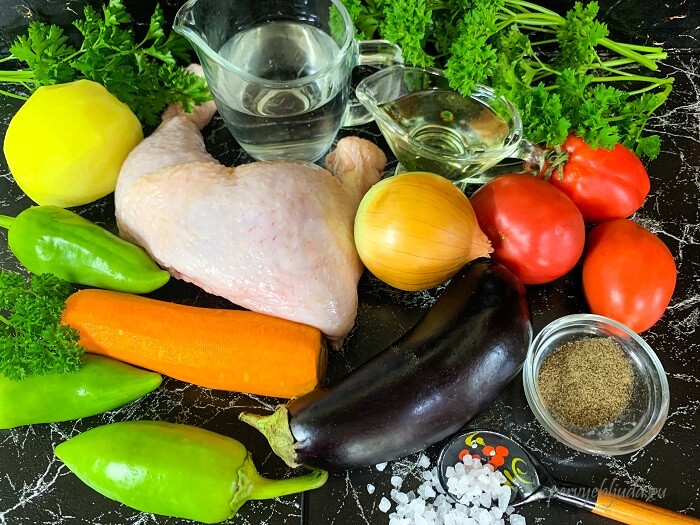 ингредиенты для приготовления курицы с овощами