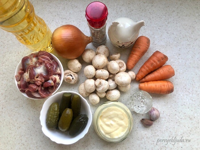 ингредиенты для салата Обжорка