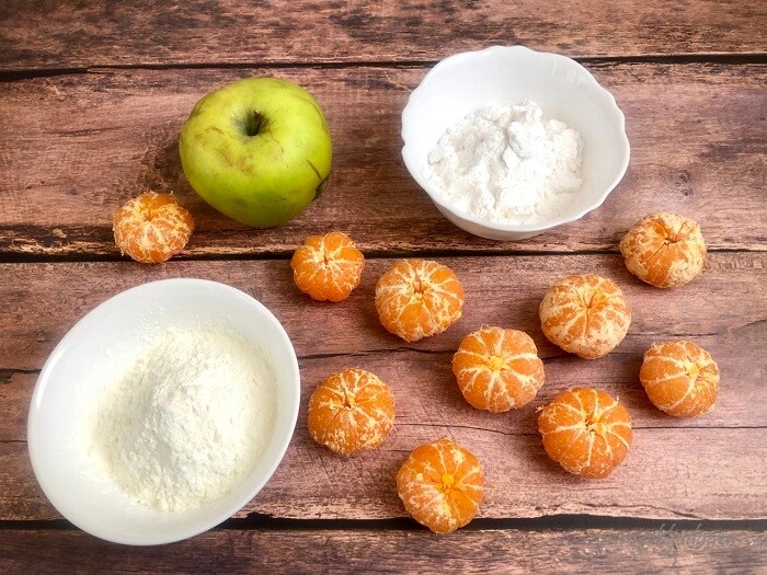 ингредиенты для приготовления рахат-лукума из мандаринов и яблок