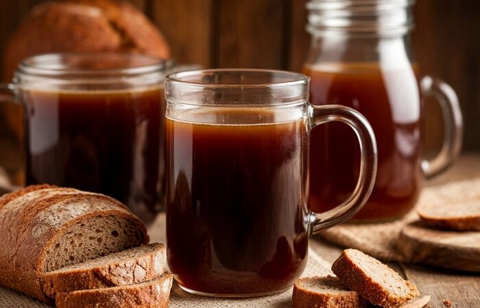 домашний хлебный квас из черного хлеба