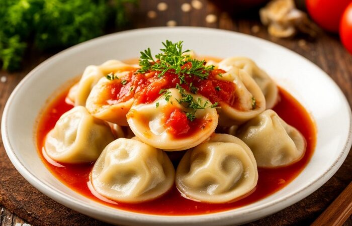 пельмени с соусом
