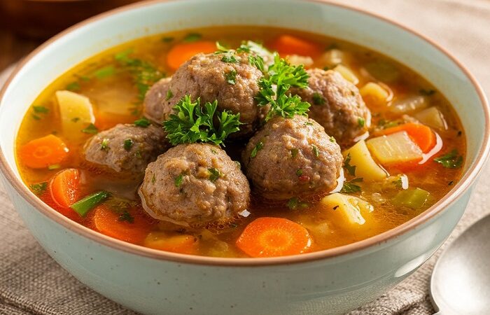 суп с фрикадельками и замороженной овощной смесью