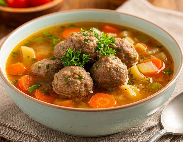 Суп с фрикадельками и замороженной овощной смесью: обед за 30 минут